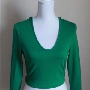 Green Crop Top Hoodie